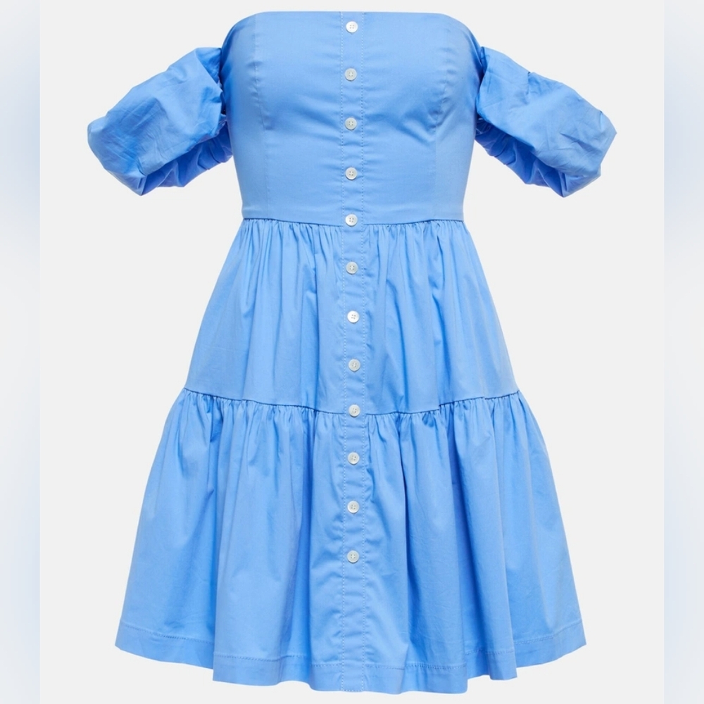 Staud Elio Off-Shoulder Cotton Mini Dress Size 4